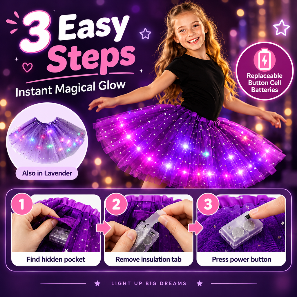 🌈💡LED Light-Up Star Tutu Skirt – Sparkling Layered Tulle Skirt for Kids & Adults, Parties, Dance & Holidays🎁