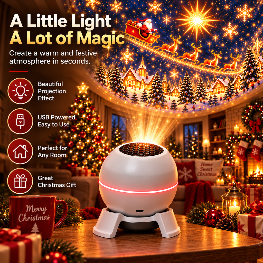 🎅 Christmas Projection Night Light – Turn Any Room Into a Holiday Wonderland