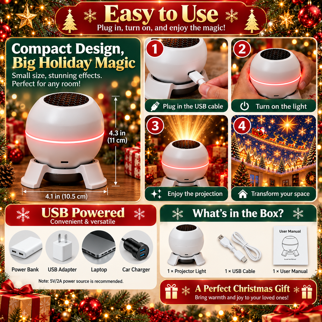 🎅 Christmas Projection Night Light – Turn Any Room Into a Holiday Wonderland