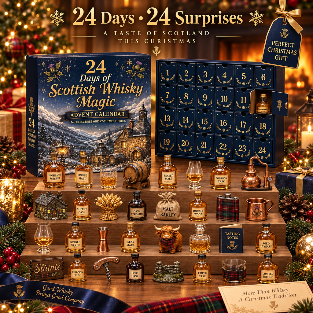 🎁 2026 Scottish Whisky Advent Calendar – 24-Day Festive Blind Box with Whisky-Themed Collectible Figures
