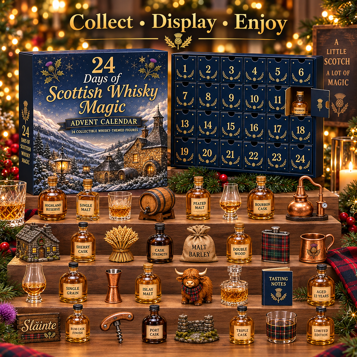 🎁 2026 Scottish Whisky Advent Calendar – 24-Day Festive Blind Box with Whisky-Themed Collectible Figures