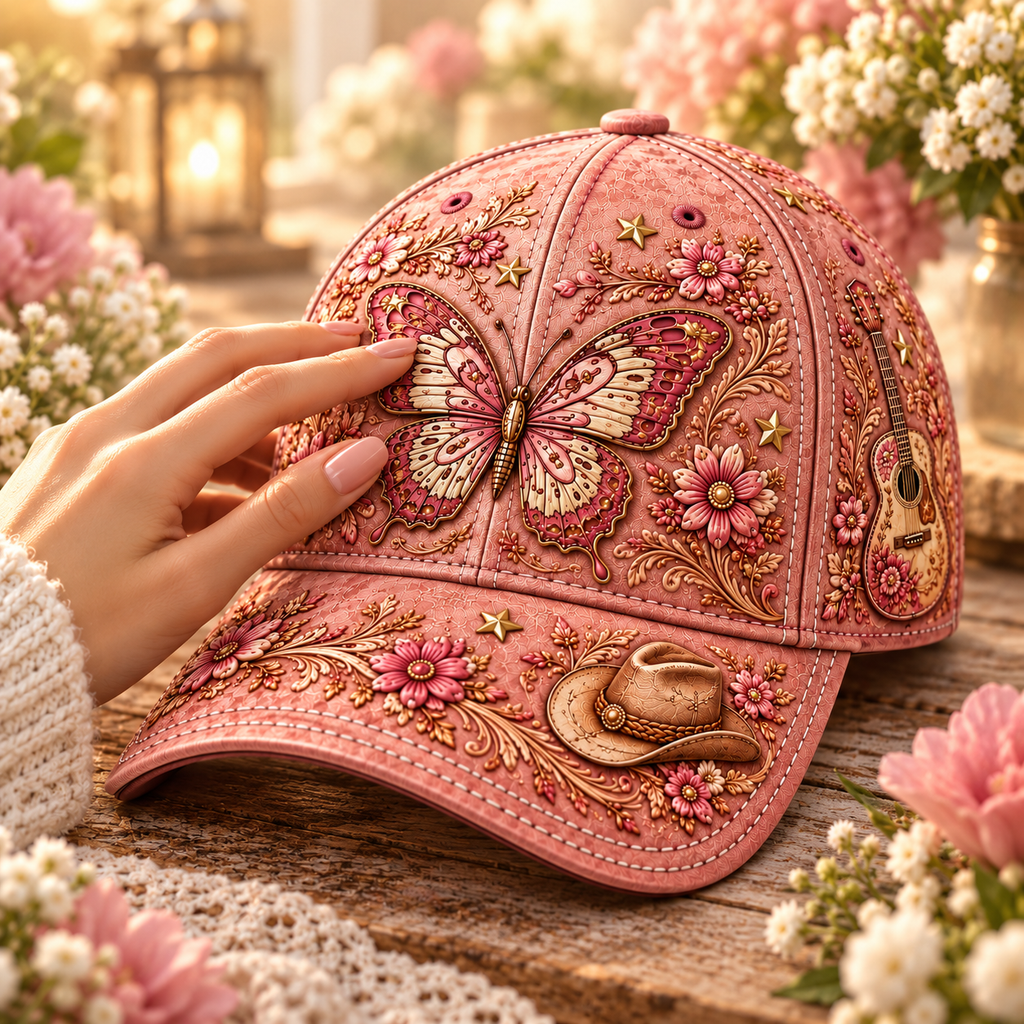 Western Butterfly Floral Baseball Cap
