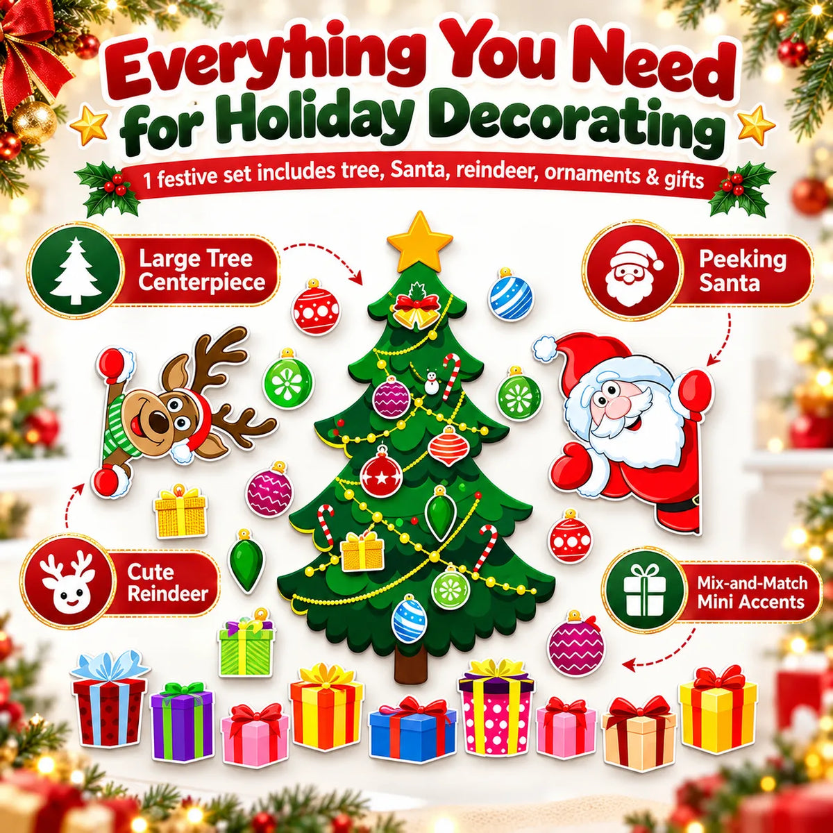 🎁Christmas Refrigerator Magnets – DIY Santa, Reindeer & Christmas Tree Decor