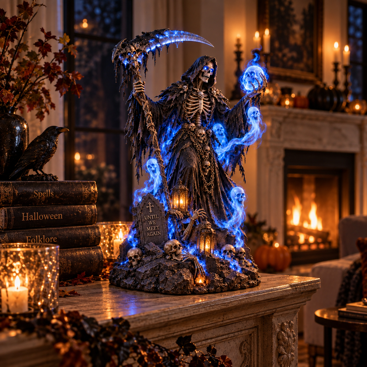 💀🔥 Glowing Grim Reaper – Spooky Halloween Decoration