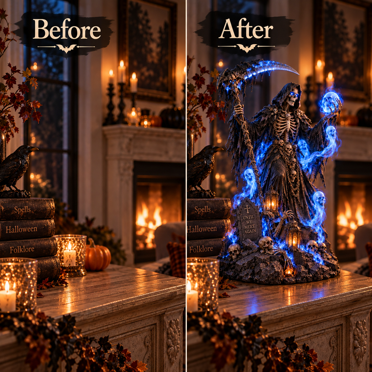 💀🔥 Glowing Grim Reaper – Spooky Halloween Decoration