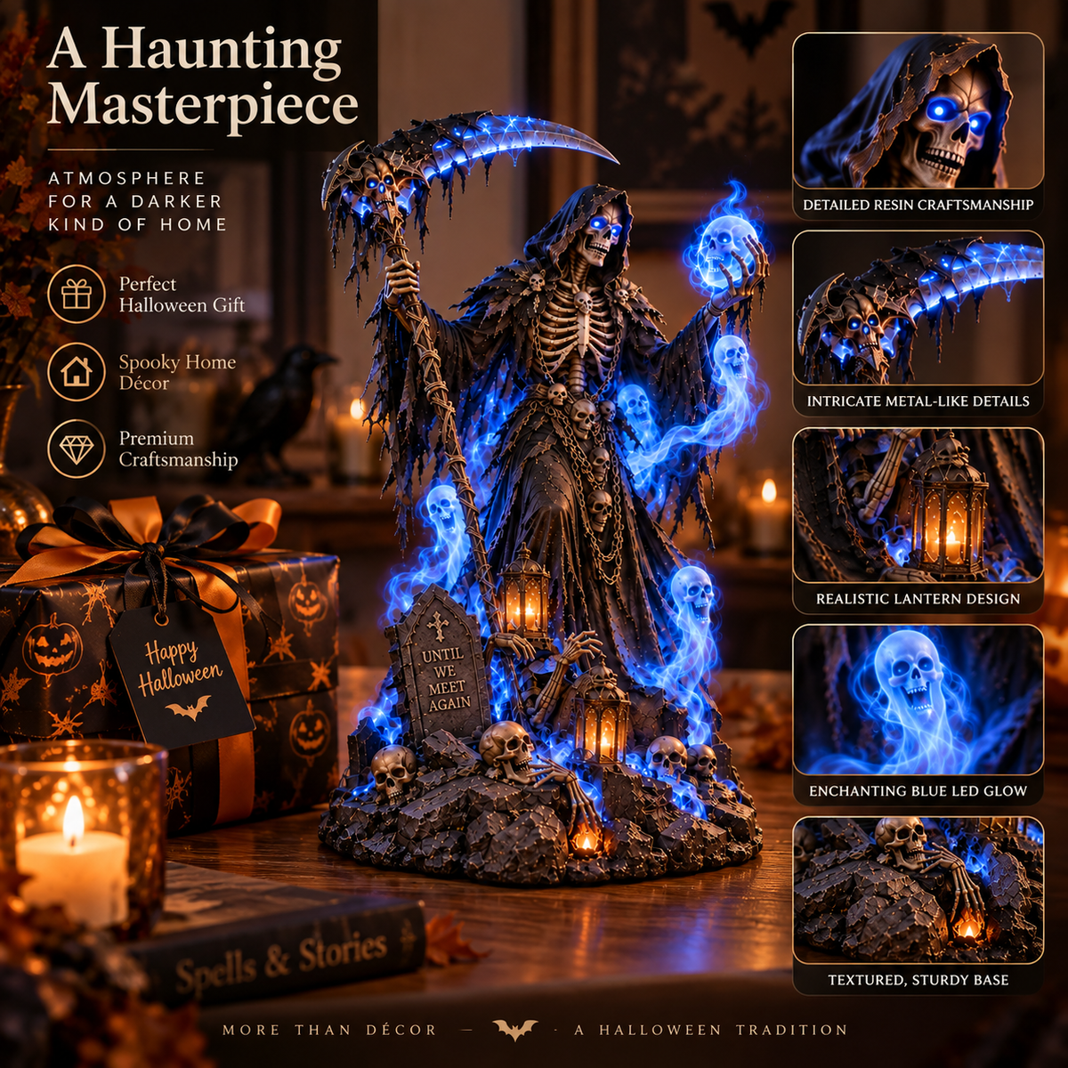 💀🔥 Glowing Grim Reaper – Spooky Halloween Decoration