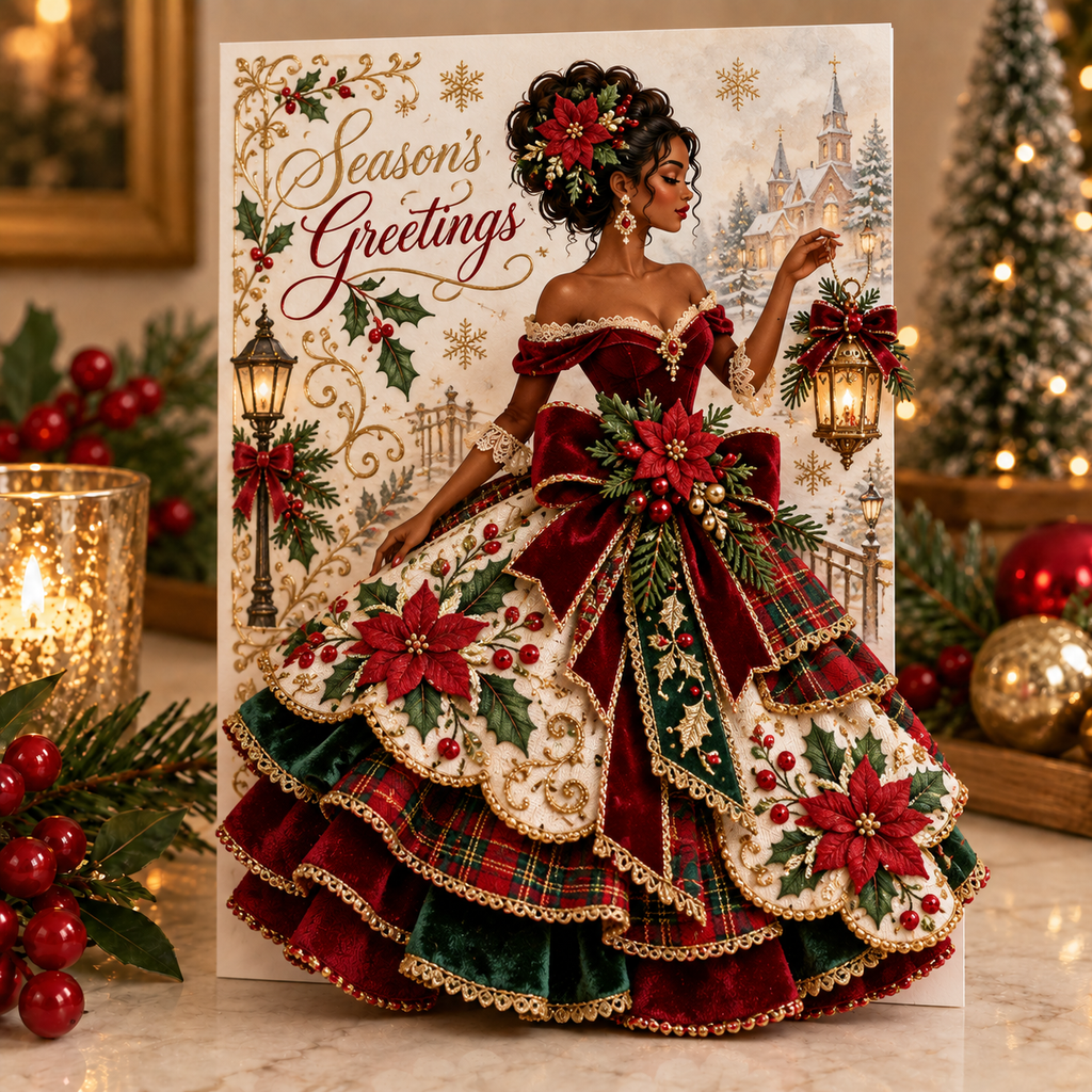 3D Christmas Dress Greeting Card