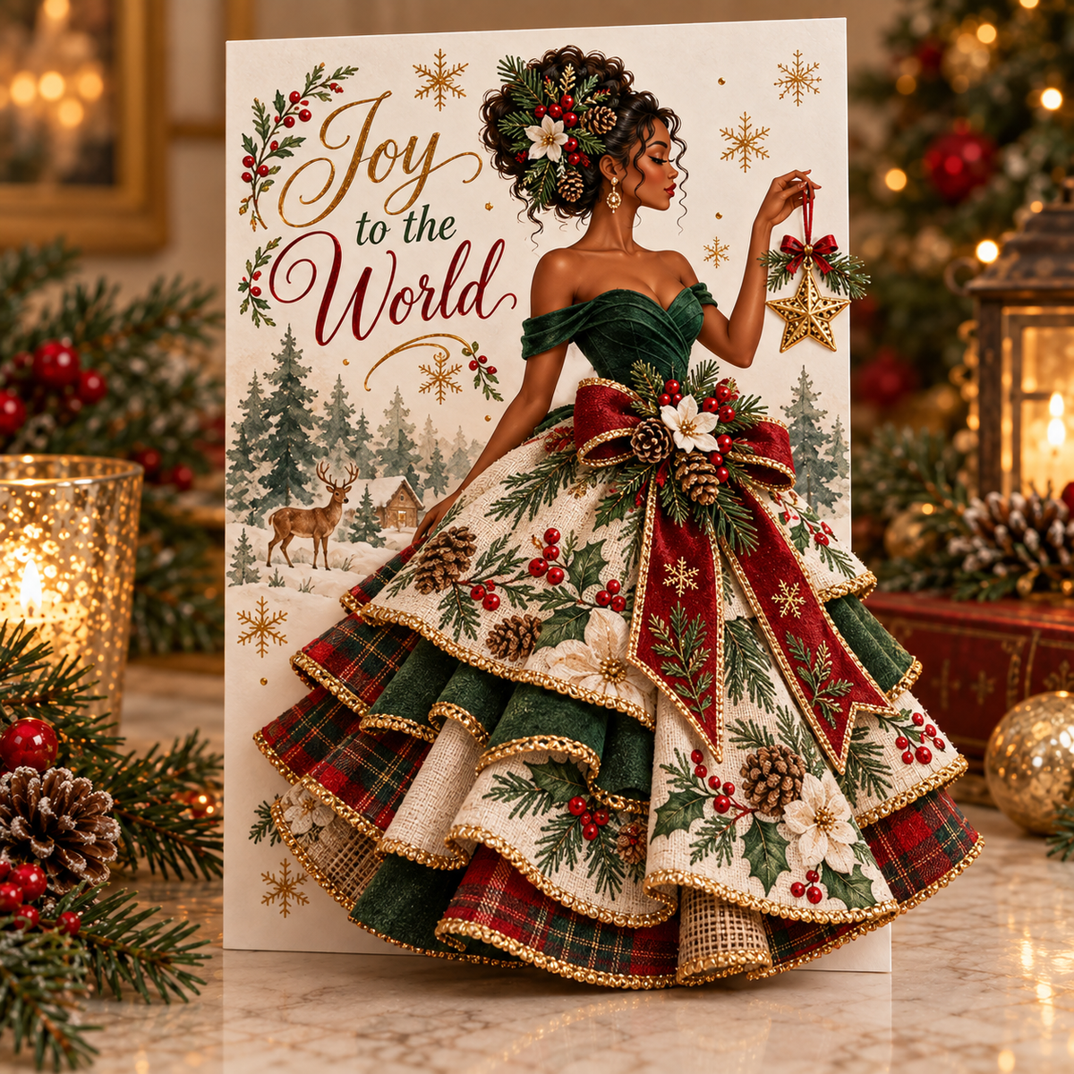 3D Christmas Dress Greeting Card