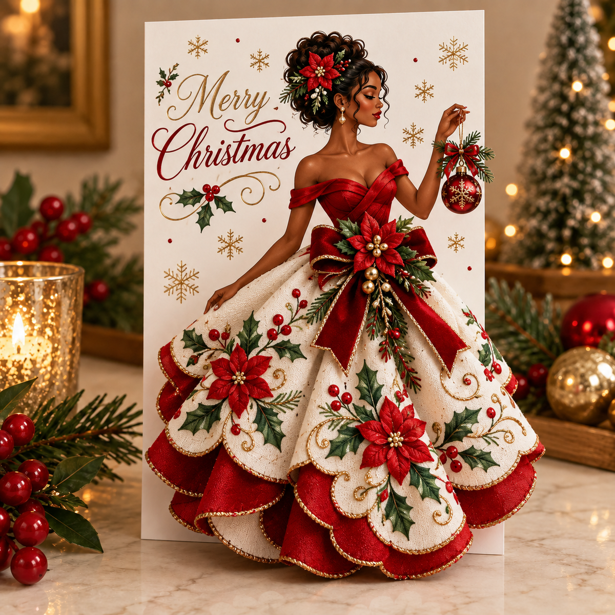 3D Christmas Dress Greeting Card