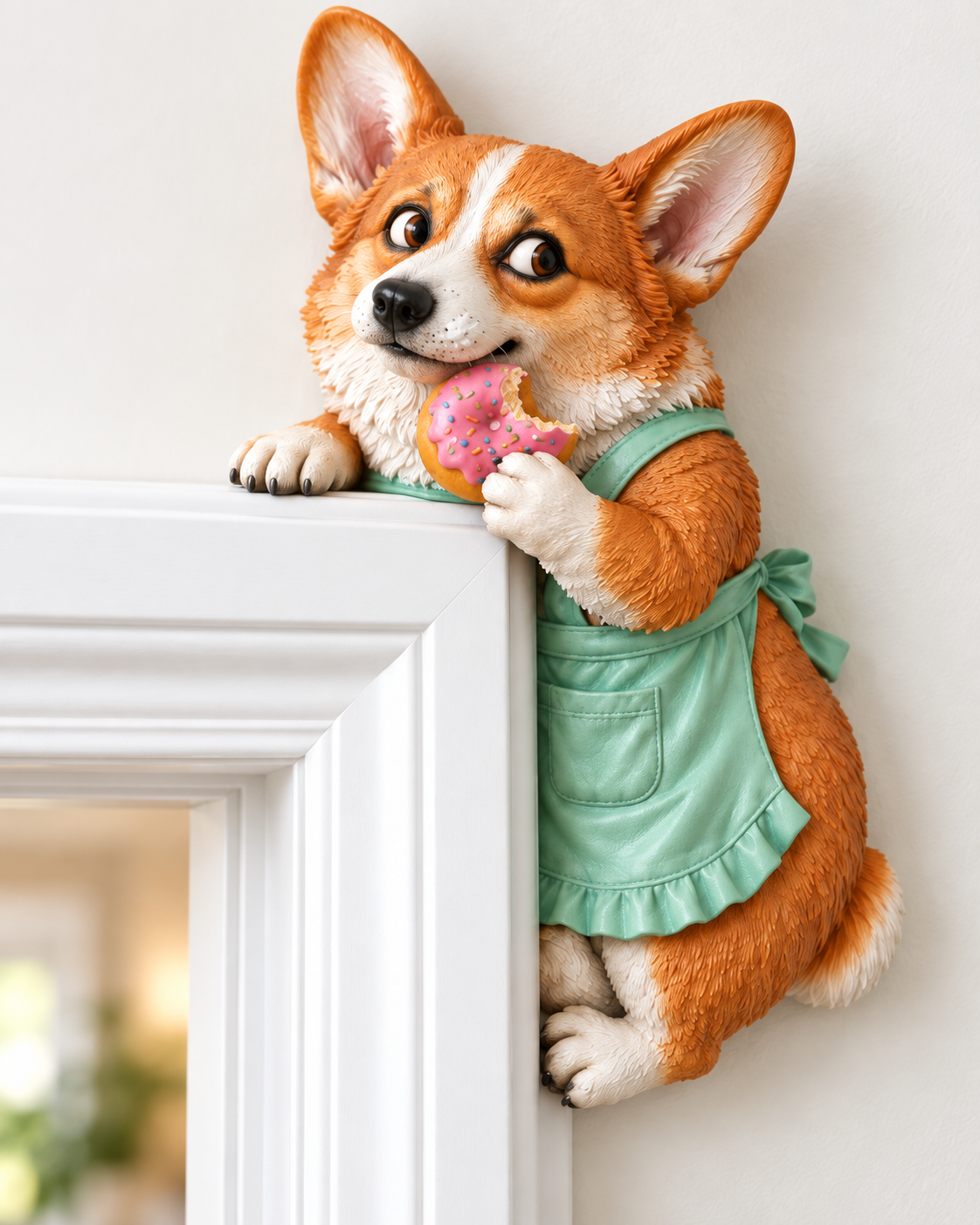 Adorable Corgi Door Frame Decor Funny Corner Wall Art