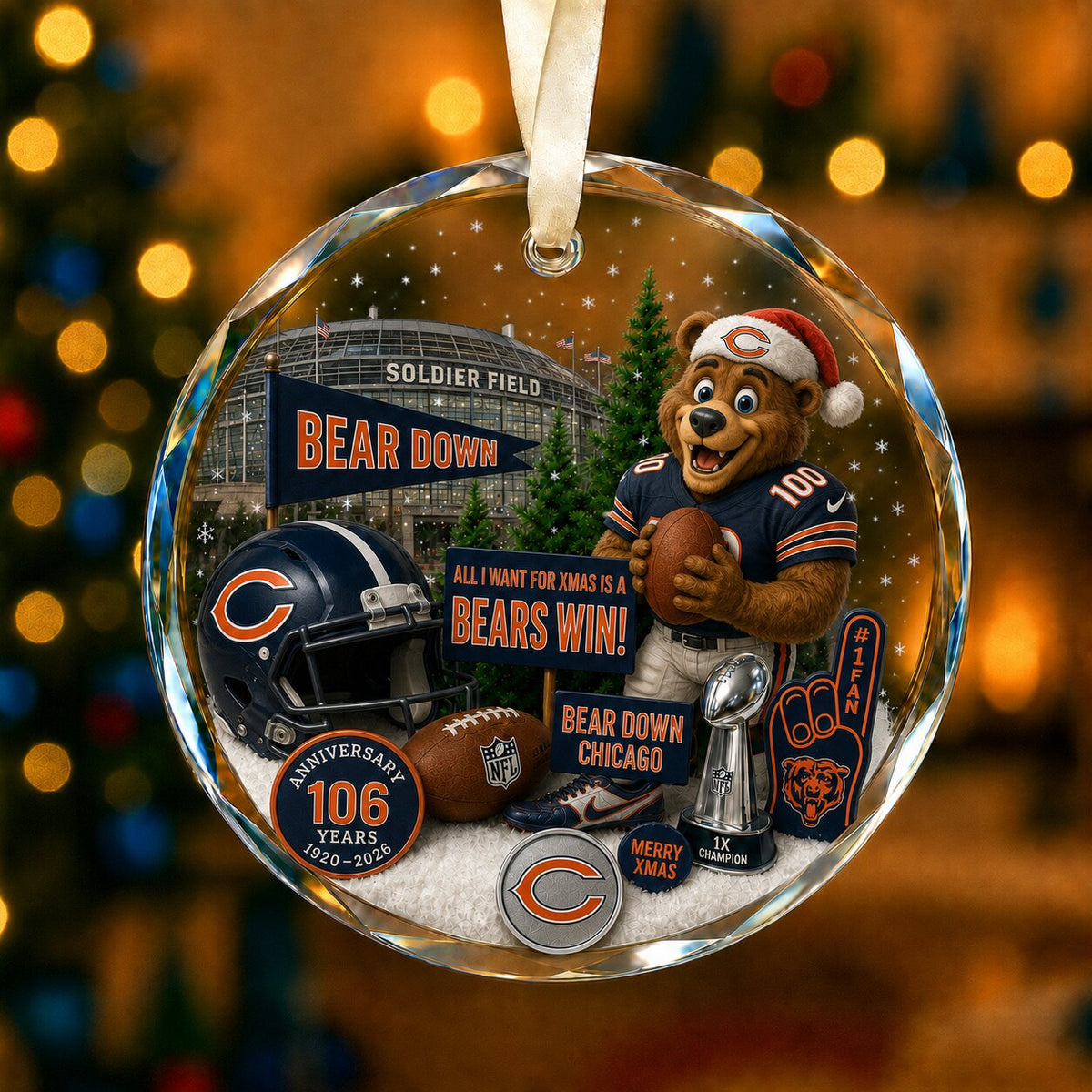 Football Team Acrylic Christmas Ornament