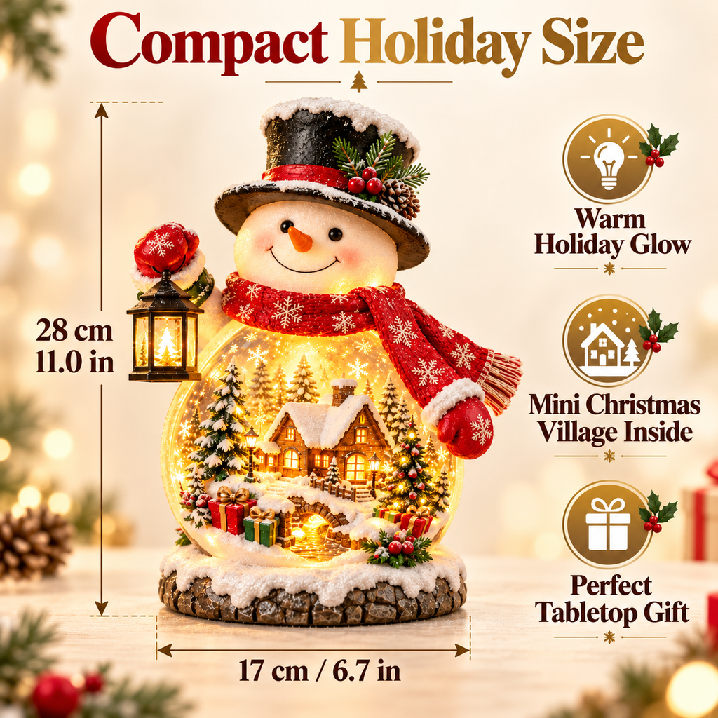 ✨ Christmas Village Snowman Glow – Lighted Holiday Tabletop Decor