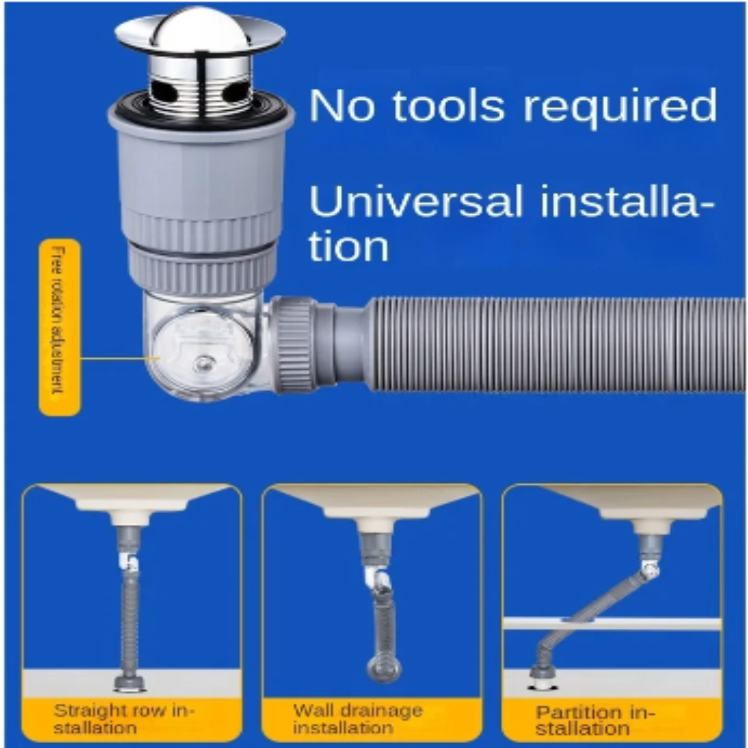 Sikunuo | 360 Drain Easy Universal Overflow Disposer Drain Kit