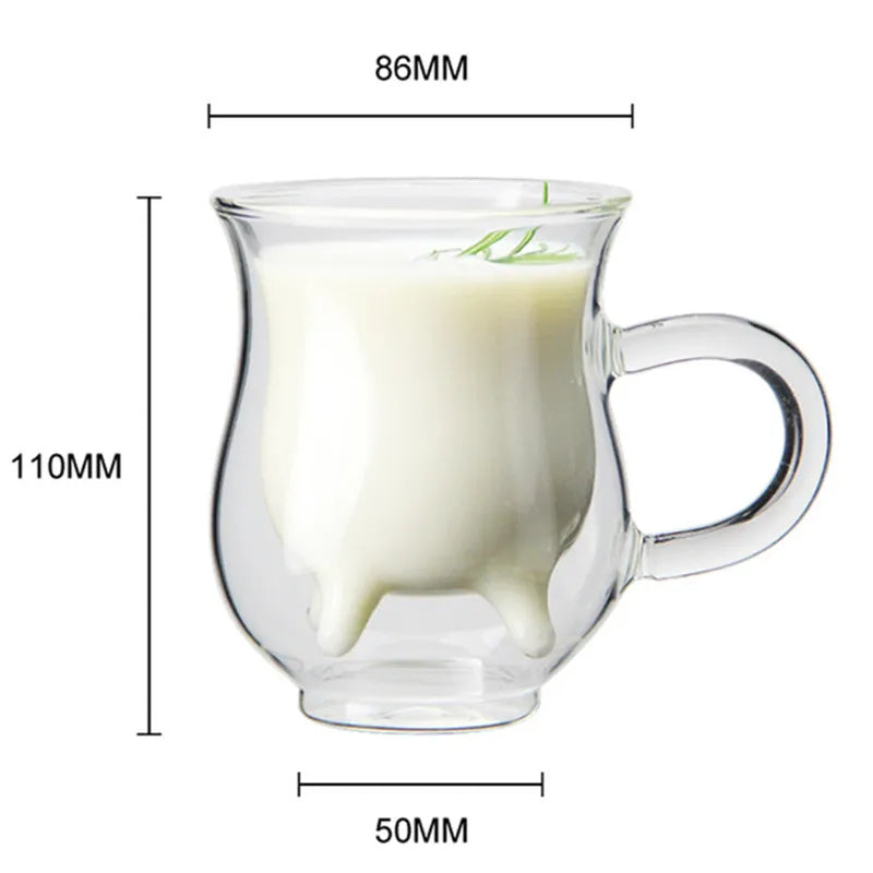 Sikunuo | Cow Double Layer Glass Mug