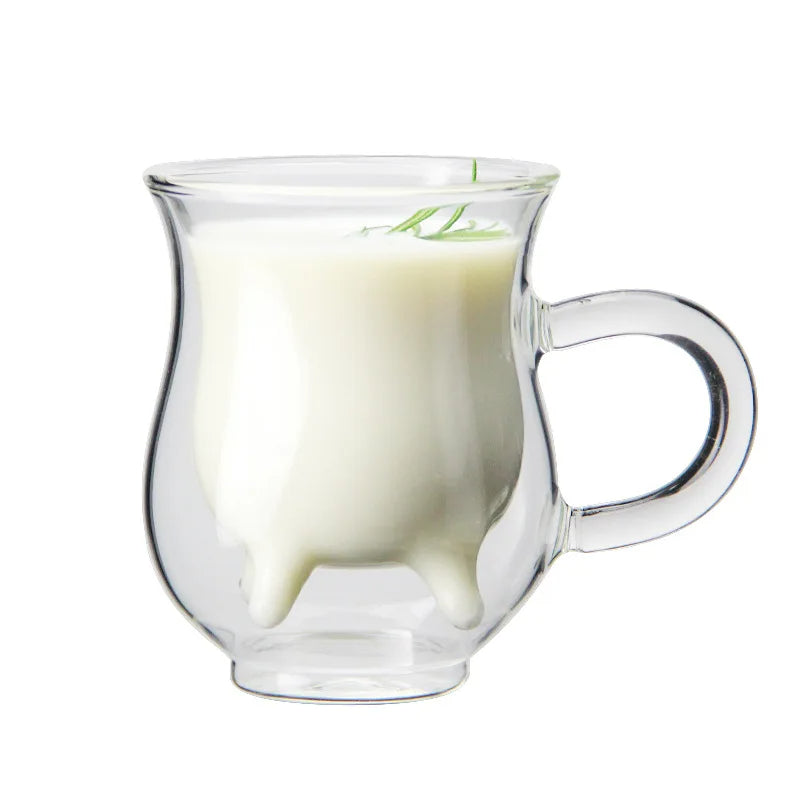 Sikunuo | Cow Double Layer Glass Mug