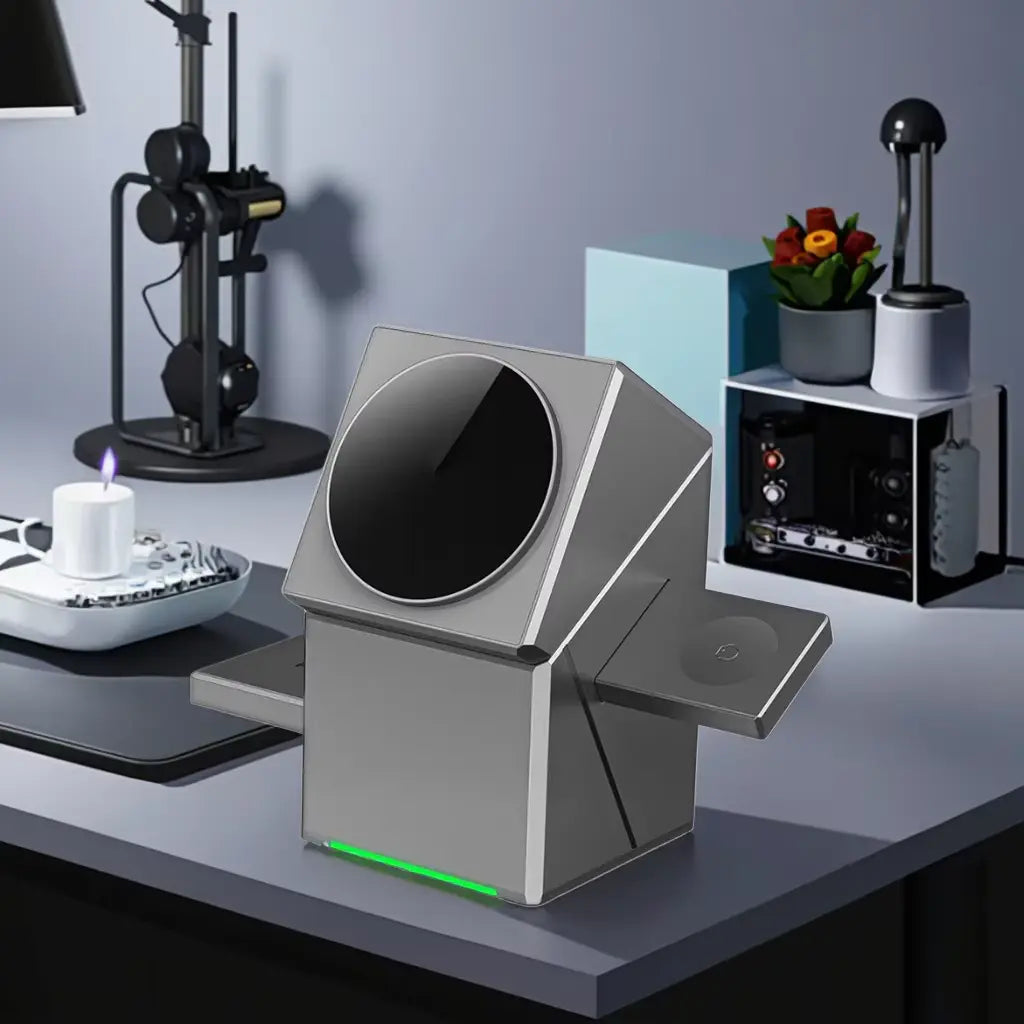 Sikunuo | CubeCharge 3-in-1 Charging Station – Wireless Fast Charging for iPhone, Watch & AirPods