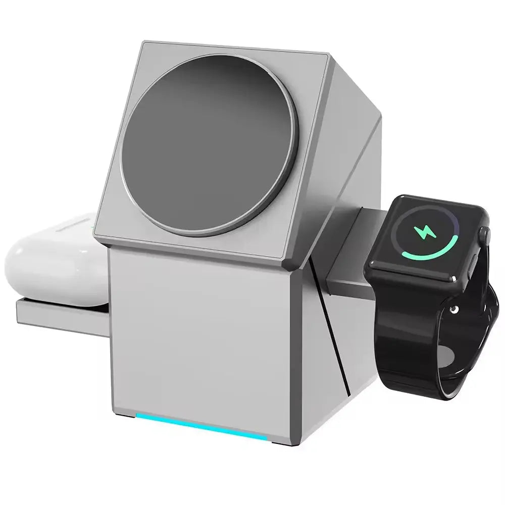 Sikunuo | CubeCharge 3-in-1 Charging Station – Wireless Fast Charging for iPhone, Watch & AirPods