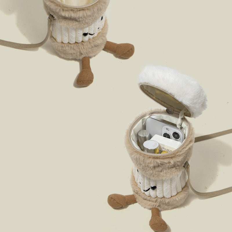 Sikunuo | Cute Happy Coffee Mug Holder Plush Bag