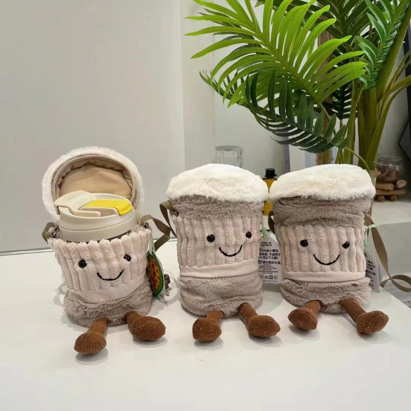 Sikunuo | Cute Happy Coffee Mug Holder Plush Bag