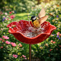 Garden Flower Bird Waterer Handmade Metal Flower Garden Stake