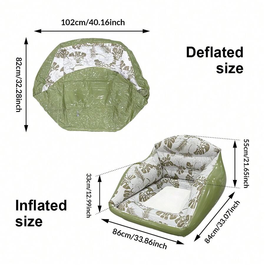 Square Leaf Print Inflatable Water Lounge Float