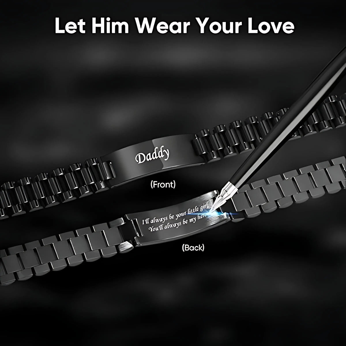 ⌚Masculine Watch Band Link Bracelet –🎁  Personalized Jewelry Gift for Dad, Husband, Boyfriend