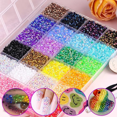 ✨ DIY Nail Flatback Rhinestones Kit | 40.000+ AB Crystal Gems with Adhesive & Pickup Tool for Salon-Quality Nail Art-8YF7