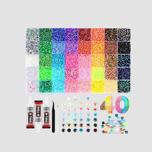 ✨ DIY Nail Flatback Rhinestones Kit | 40.000+ AB Crystal Gems with Adhesive & Pickup Tool for Salon-Quality Nail Art-8YF7