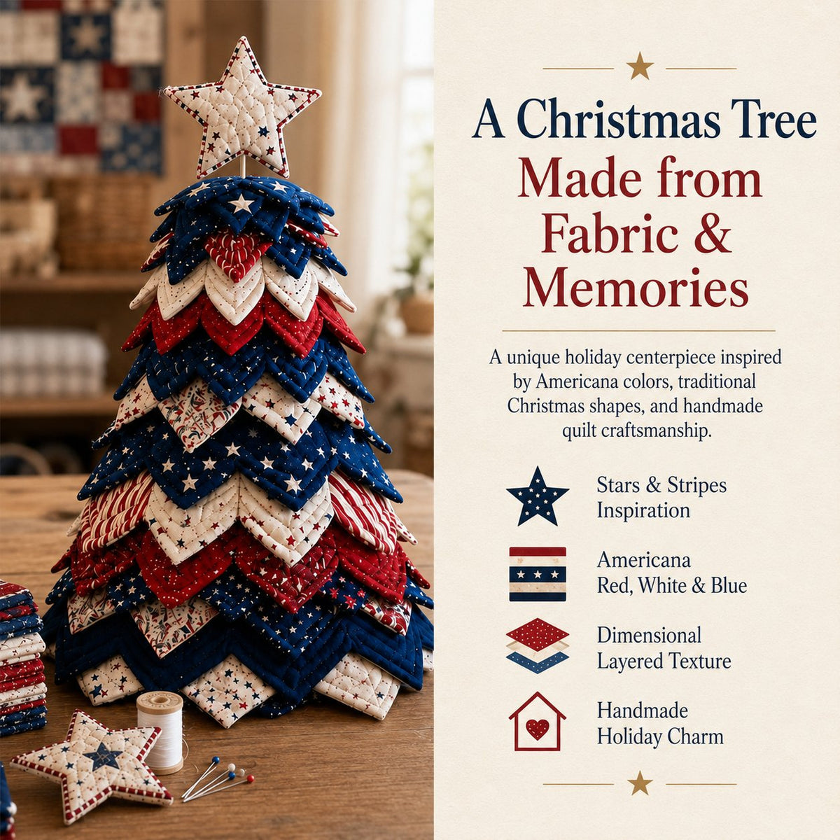 🎅 Santa Claus Patchwork Tree Quilt Kit – Easy Layered Fabric Holiday Décor