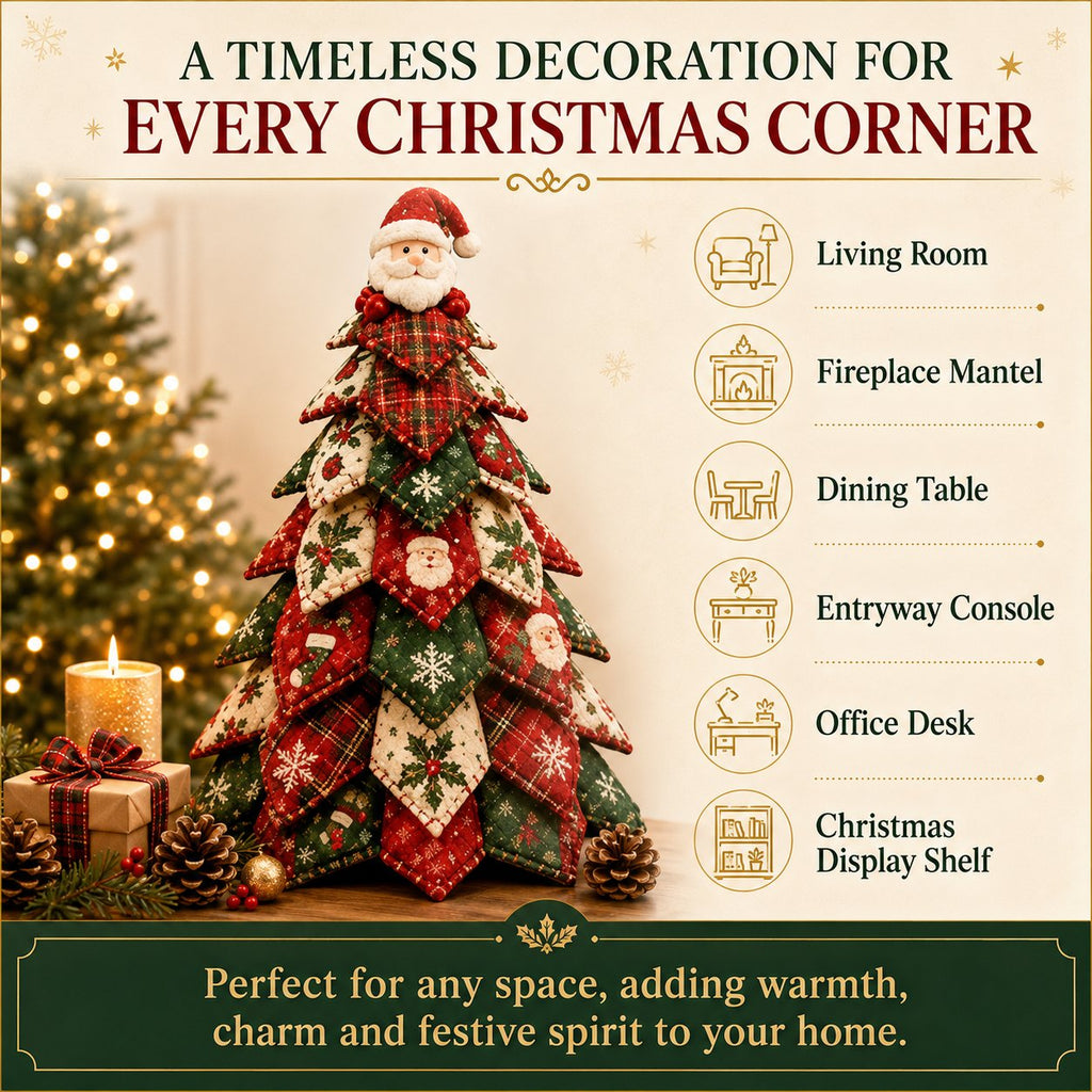 🎅 Santa Claus Patchwork Tree Quilt Kit – Easy Layered Fabric Holiday Décor
