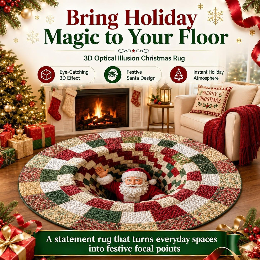 Christmas 3D Optical Illusion Round Floor Mat – 80 cm