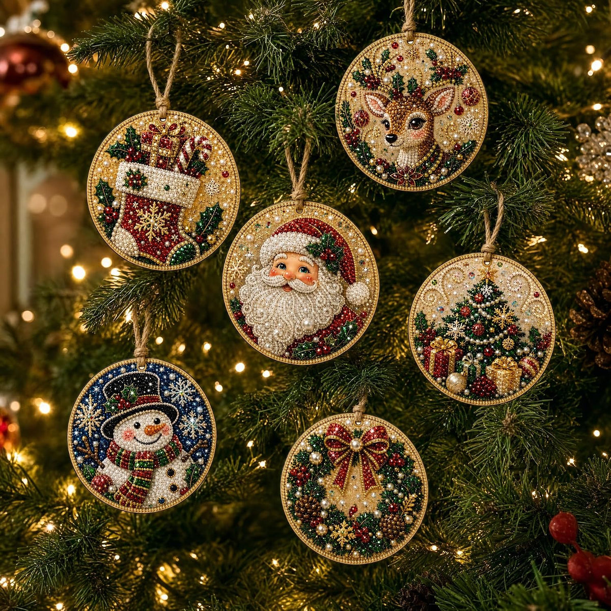 DIY Christmas Wooden Diamond Art Ornament Set