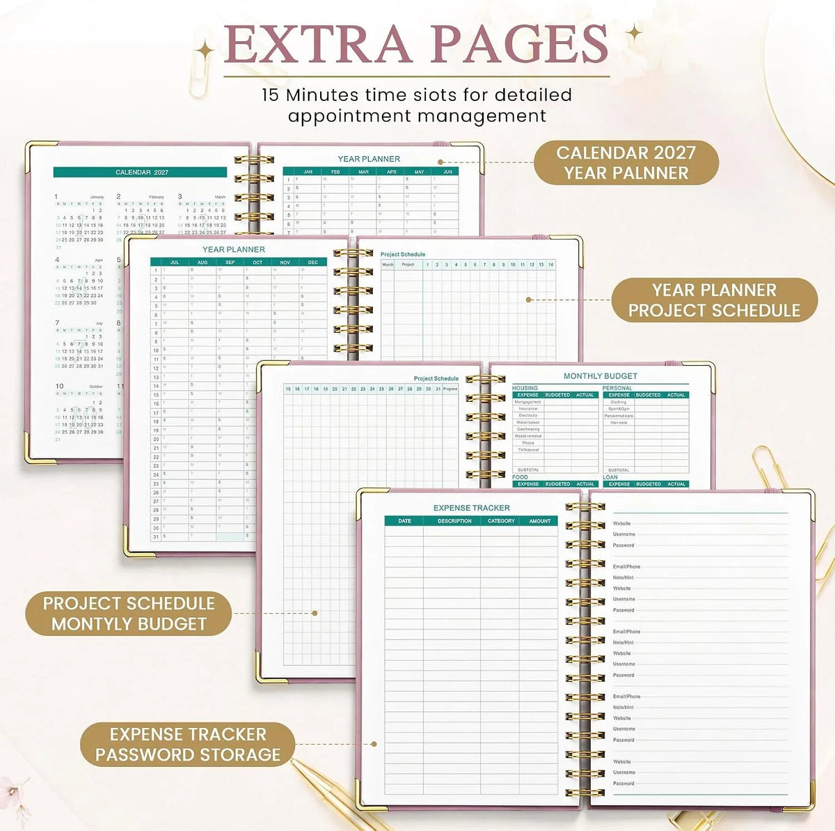 2027 A5 Deer Spiral Planner – 160 Sheets