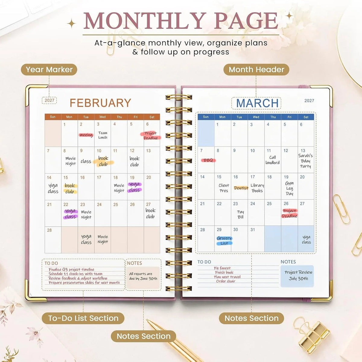 2027 A5 Deer Spiral Planner – 160 Sheets