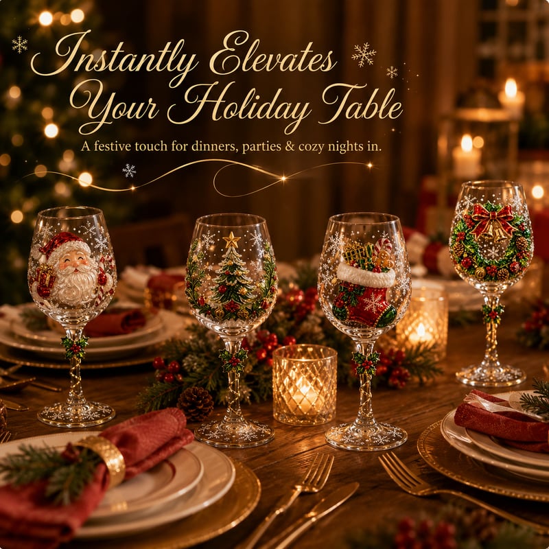 🔥 🥂Christmas 3D Wine Glass Collection Gift Box Set ✨