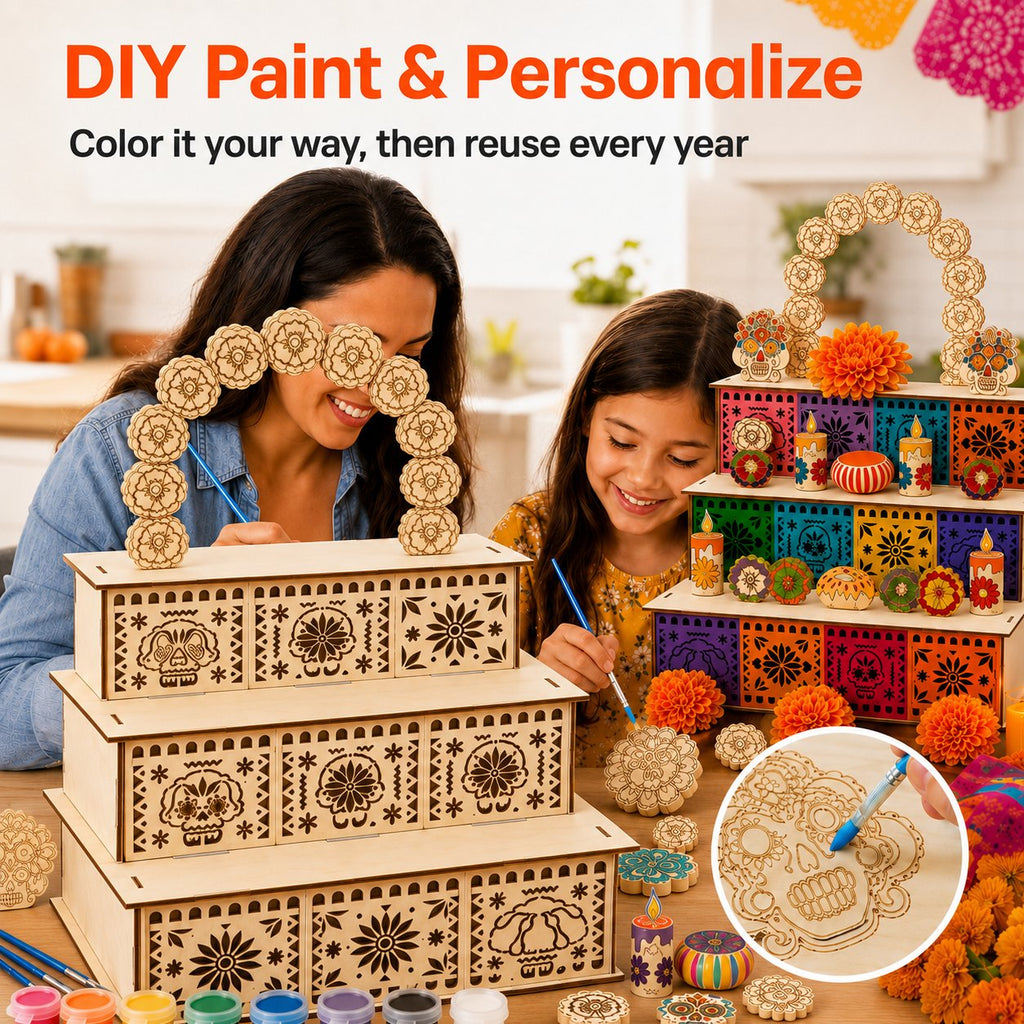 🏵️Day of the Dead Wooden Ofrenda Altar Display Set
