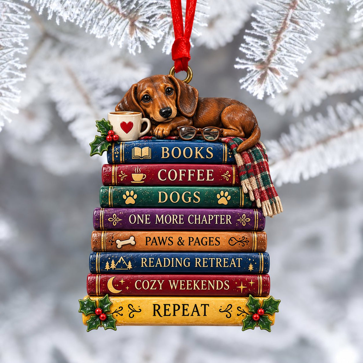 Stacked Book Keepsake Ornament