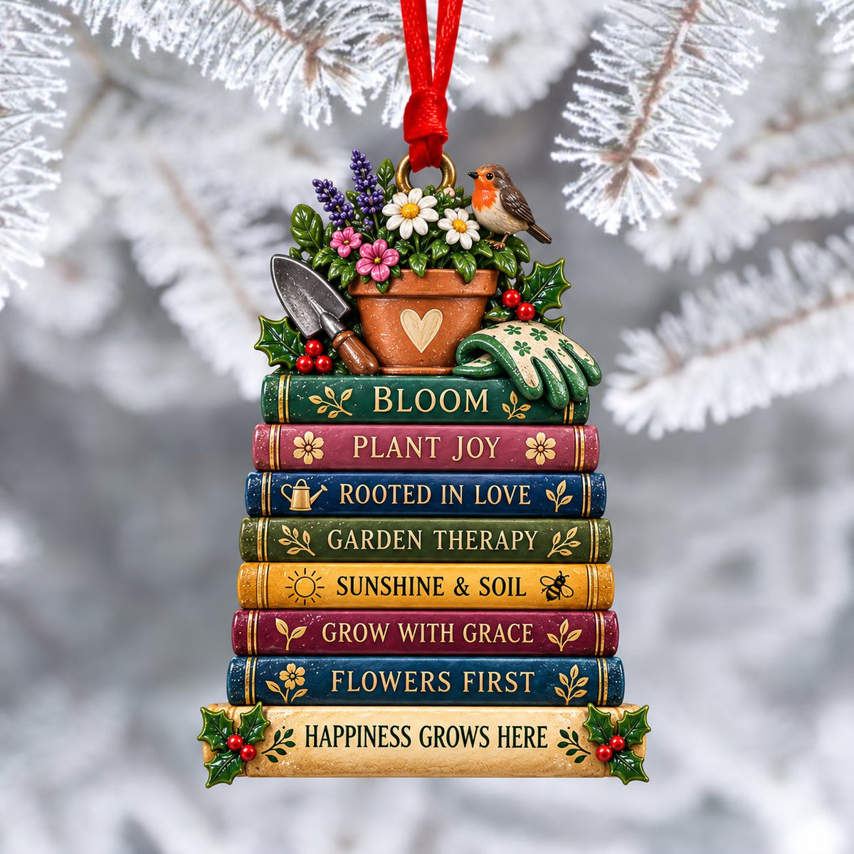 Stacked Book Keepsake Ornament
