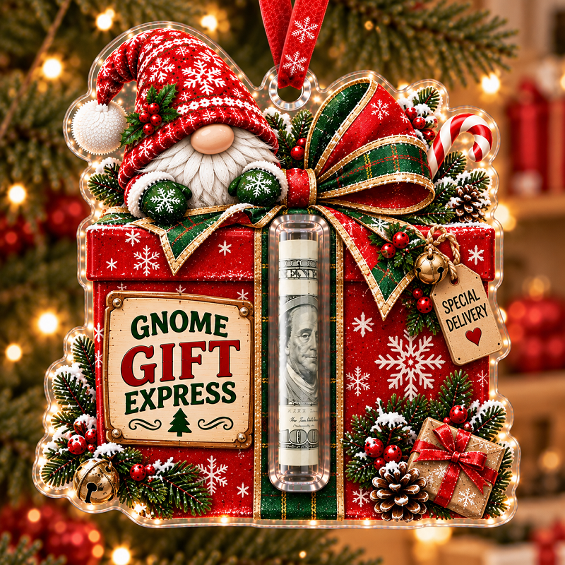 Gnome Christmas Cash Holder Ornament – Money Gift Holder