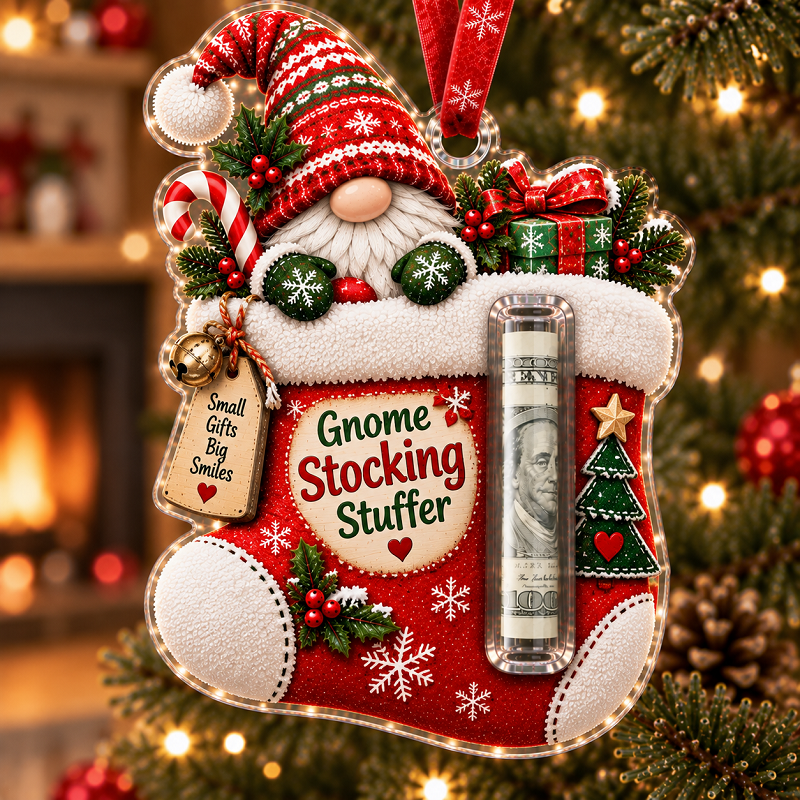 Gnome Christmas Cash Holder Ornament – Money Gift Holder