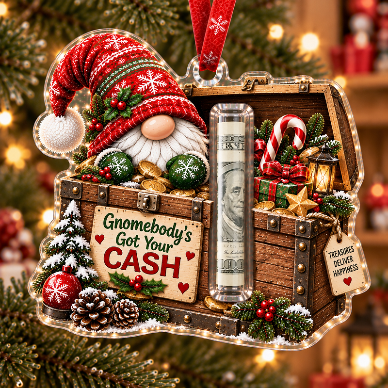 Gnome Christmas Cash Holder Ornament – Money Gift Holder