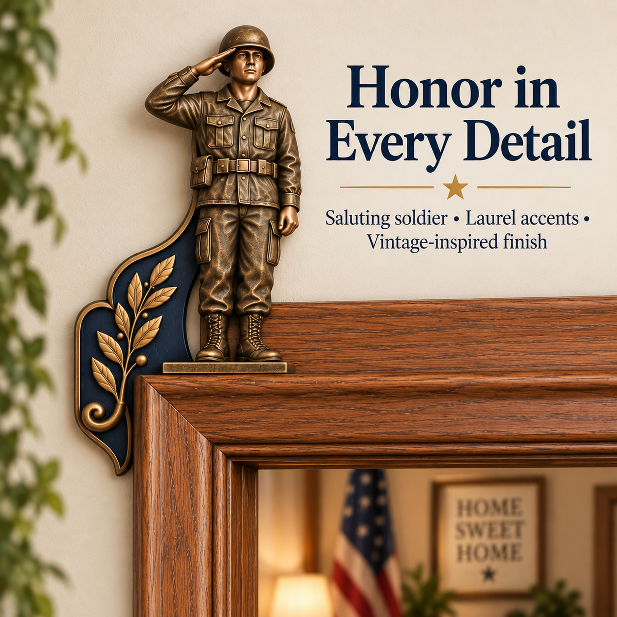 "A Veteran Lives Here" – Proudly Served 3-Piece Door Frame Decor Set