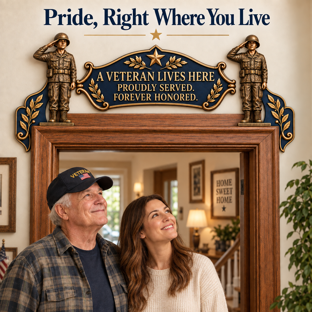 "A Veteran Lives Here" – Proudly Served 3-Piece Door Frame Decor Set