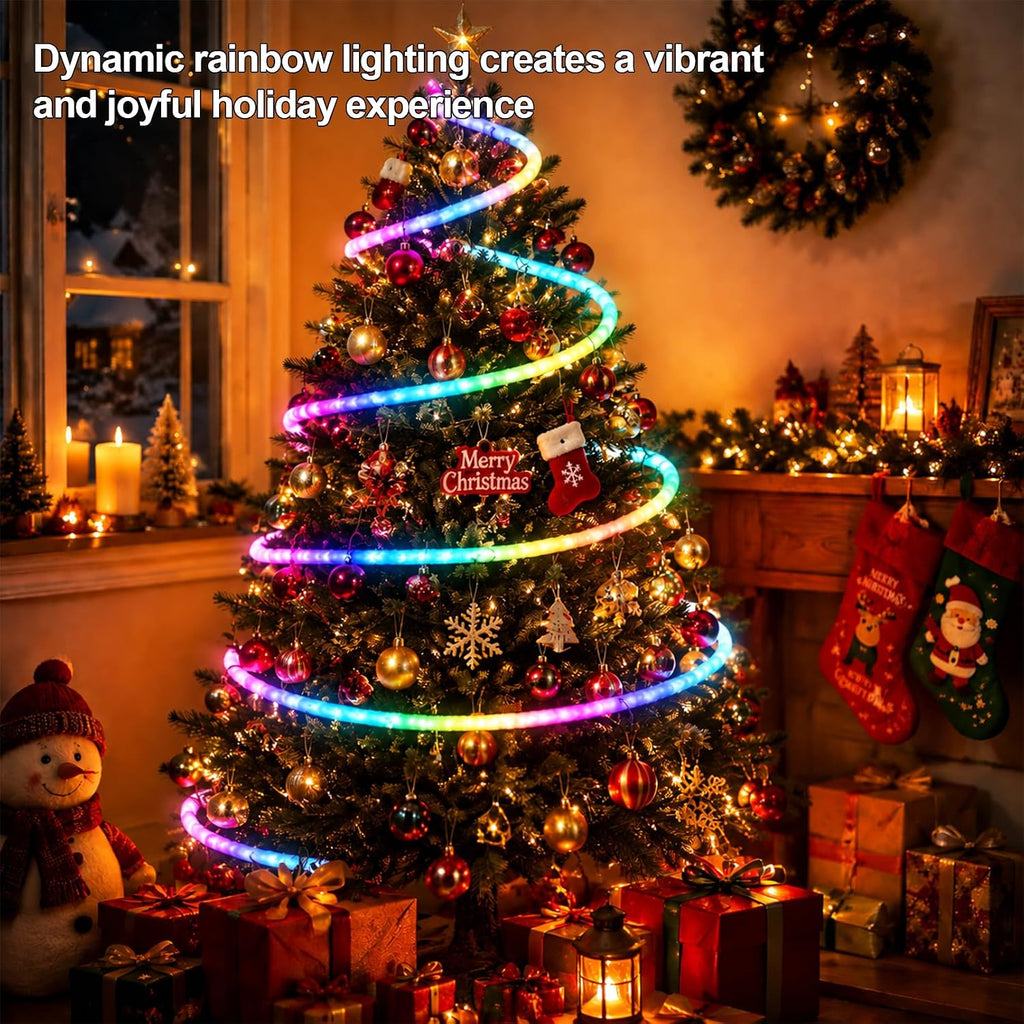 🎉3.3FT Plush USB Neon Rope Lights, 360° Luminous RGB+IC USB LED Light Strip with Remote and APP Control