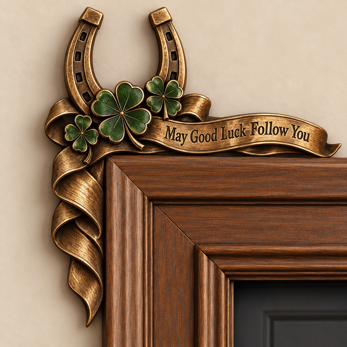 Vintage "May Good Luck Follow You" Horseshoe Door Corner Decor