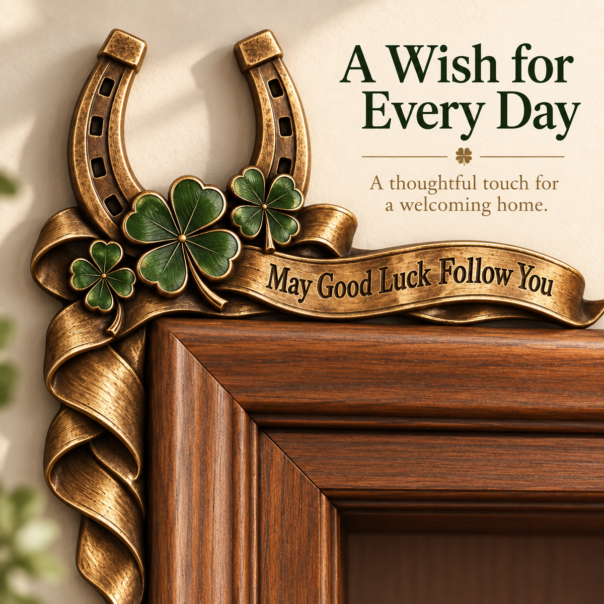 Vintage "May Good Luck Follow You" Horseshoe Door Corner Decor