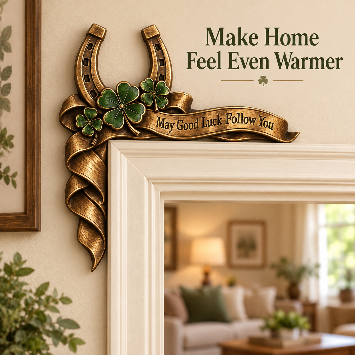 Vintage "May Good Luck Follow You" Horseshoe Door Corner Decor