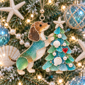 Coastal Dachshund Sea Glass Ornament
