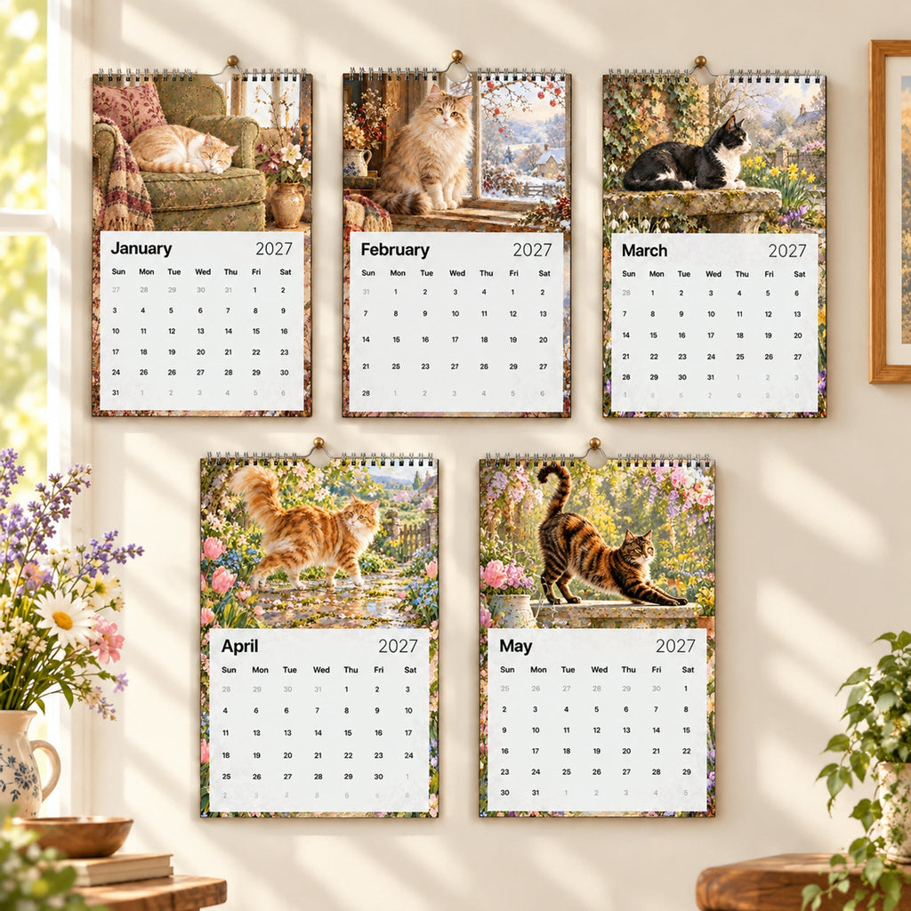 2027 Cottage Cats Wall Calendar