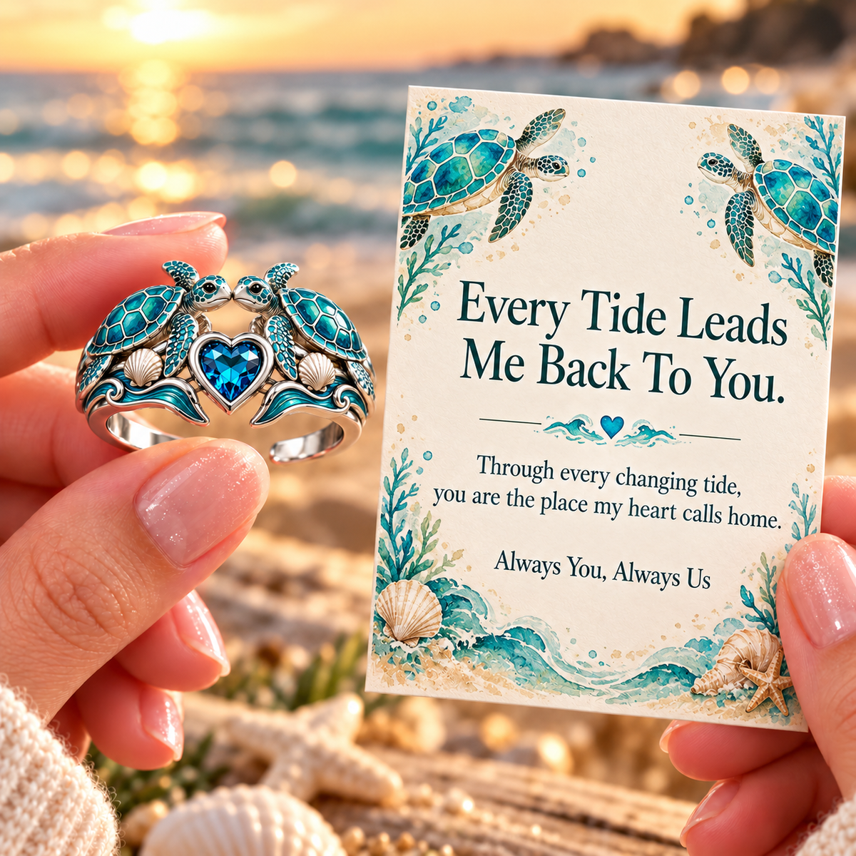 Sea Turtle Ring with Message Card